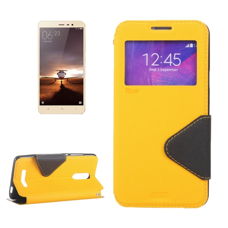 Cross Texture Color Matching Horizontal Flip Leather Case with Call Display ID & Holder & Card Slots for Xiaomi Redmi Note 3