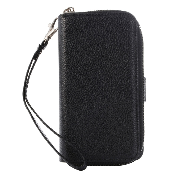 2 in 1 Detachable Litch Texture Plastic Case Leather Wallet with Card Slots & Lanyard for Motorola Moto G(3rd Gen.)(Black)