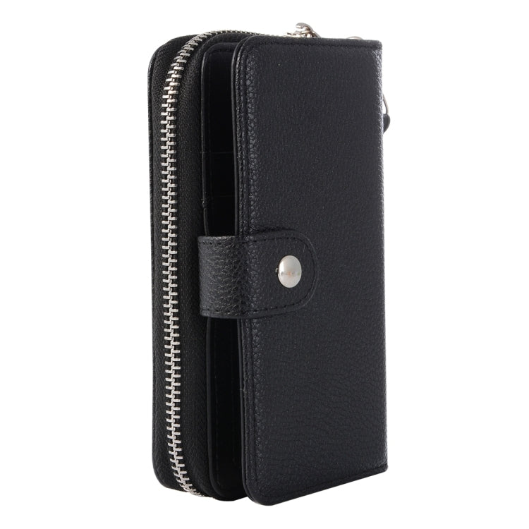2 in 1 Detachable Litch Texture Plastic Case Leather Wallet with Card Slots & Lanyard for Motorola Moto G(3rd Gen.)(Black)