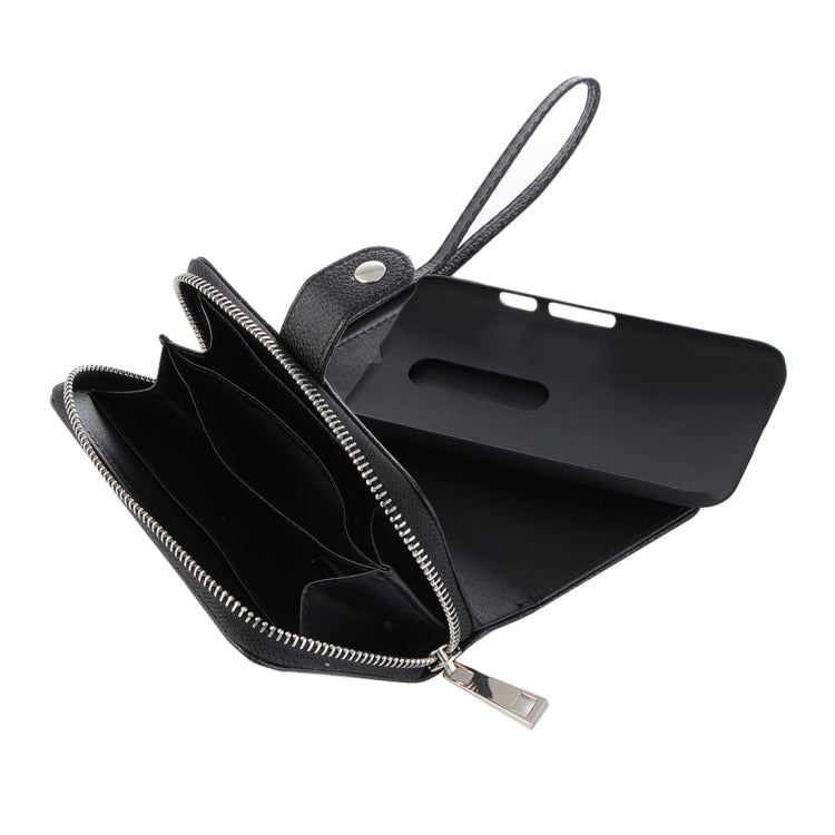 2 in 1 Detachable Litch Texture Plastic Case Leather Wallet with Card Slots & Lanyard for Motorola Moto G(3rd Gen.)(Black)