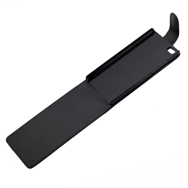 Vertical Flip Magnetic Button Leather Case for Huawei P8 Lite(Black)