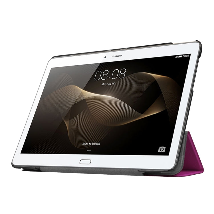 For Huawei MediaPad M2 10.0 Custer Texture 3-Folding Horizontal Flip Leather Case with Holder