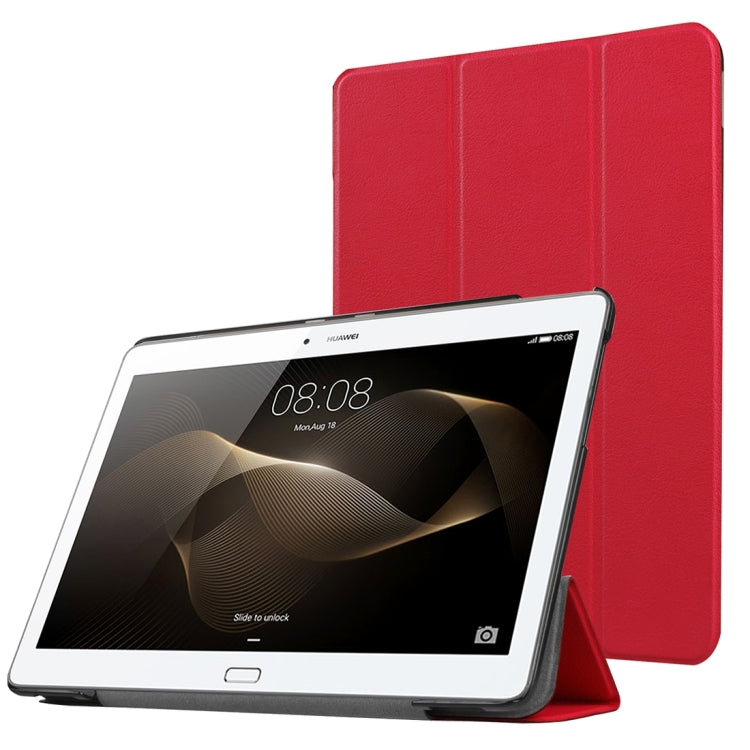 For Huawei MediaPad M2 10.0 Custer Texture 3-Folding Horizontal Flip Leather Case with Holder