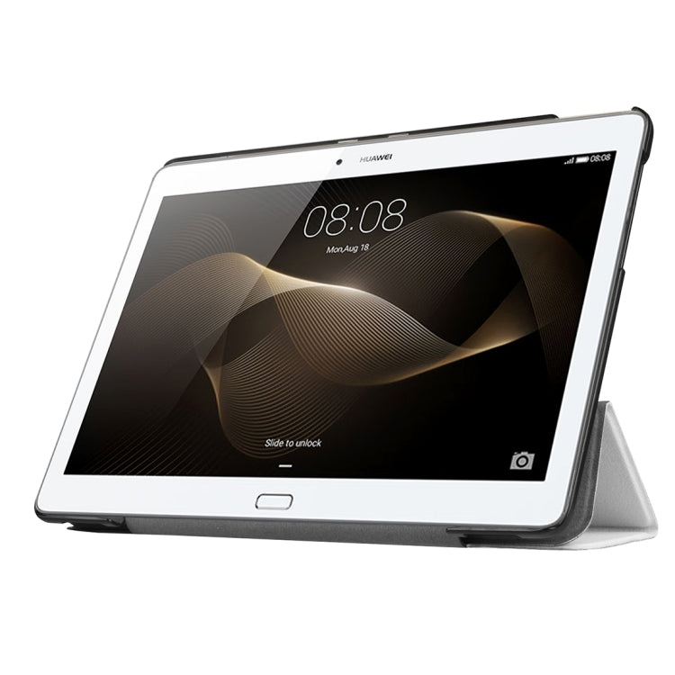 For Huawei MediaPad M2 10.0 Custer Texture 3-Folding Horizontal Flip Leather Case with Holder
