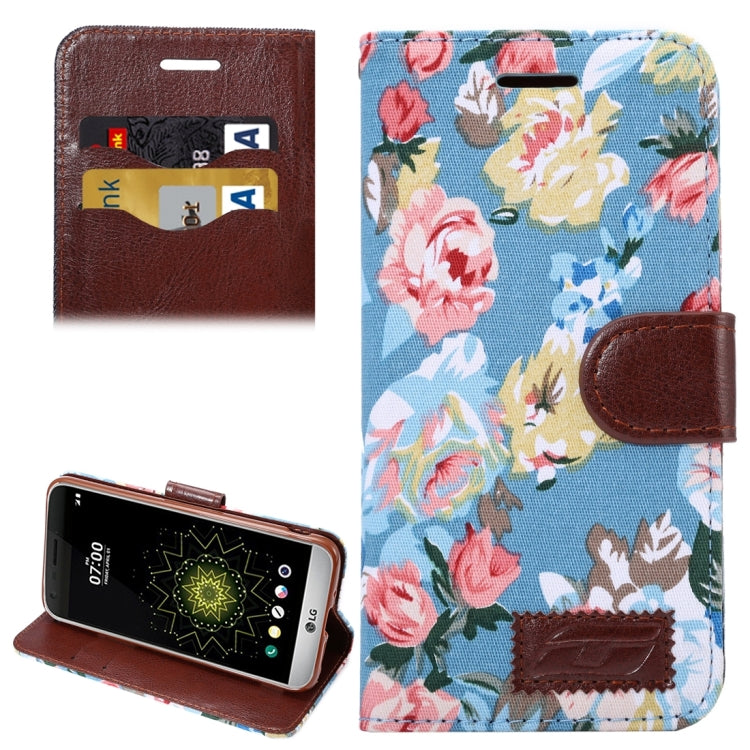 Flower Pattern Cloth Surface Horizontal Flip Leather Case with Holder & Card Slots for LG G5