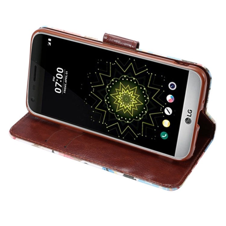 Flower Pattern Cloth Surface Horizontal Flip Leather Case with Holder & Card Slots for LG G5