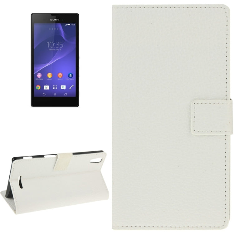 Litchi Texture Flip Leather Case with Holder & Card Slots & Wallet for Sony Xperia T3
