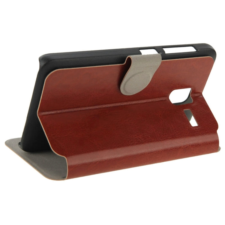 Crazy Horse Texture Horizontal Flip Magnetic Buckle Leather Case with Holder for Lenovo A850+(Brown)