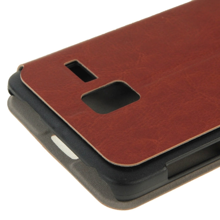 Crazy Horse Texture Horizontal Flip Magnetic Buckle Leather Case with Holder for Lenovo A850+(Brown)