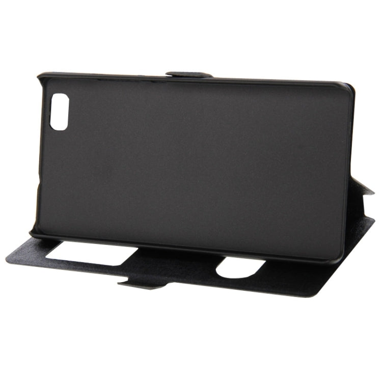 Silk Texture Horizontal Flip Leather Case with Caller ID Display & Holder for Huawei P8 Lite