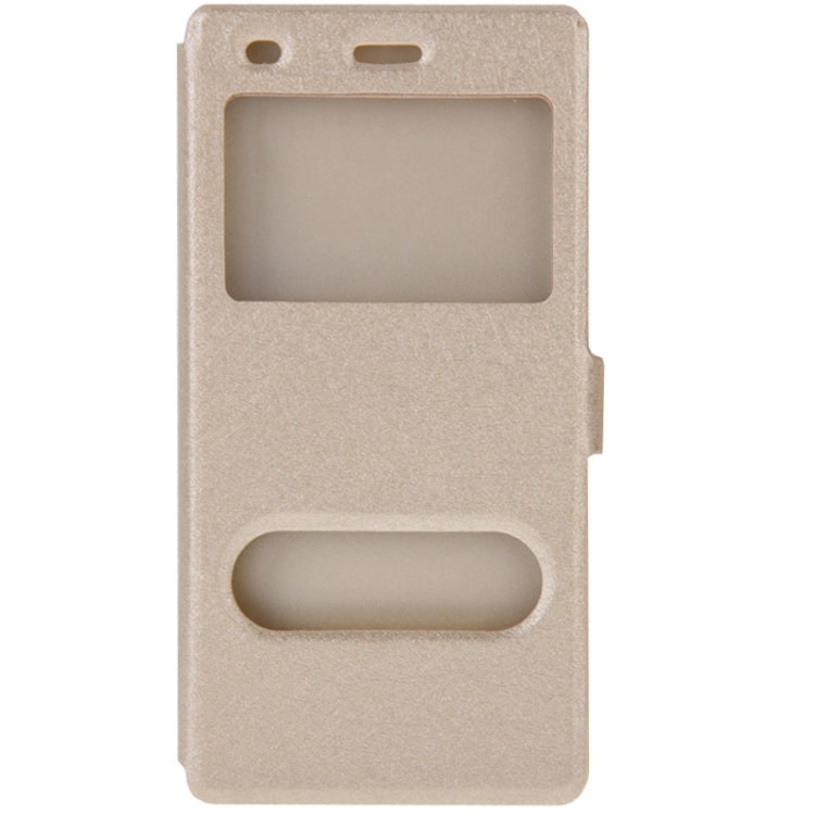 Silk Texture Horizontal Flip Leather Case with Caller ID Display & Holder for Huawei P8 Lite