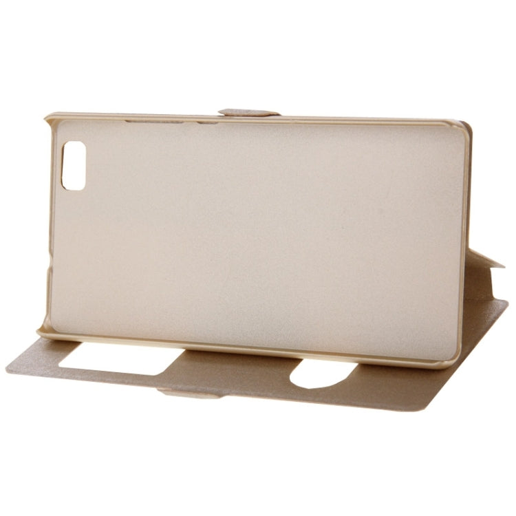 Silk Texture Horizontal Flip Leather Case with Caller ID Display & Holder for Huawei P8 Lite