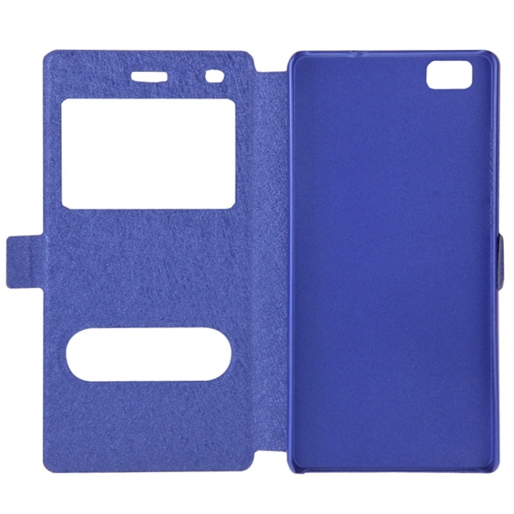 Silk Texture Horizontal Flip Leather Case with Caller ID Display & Holder for Huawei P8 Lite