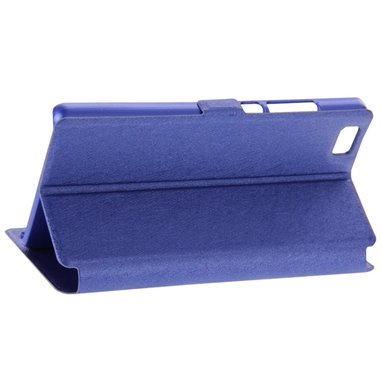 Silk Texture Horizontal Flip Leather Case with Caller ID Display & Holder for Huawei P8 Lite