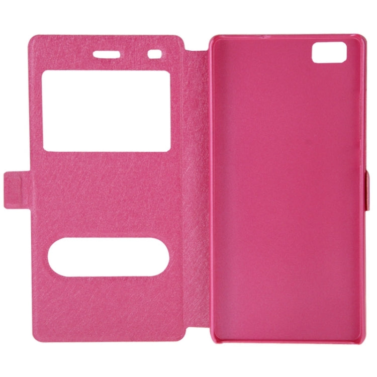 Silk Texture Horizontal Flip Leather Case with Caller ID Display & Holder for Huawei P8 Lite