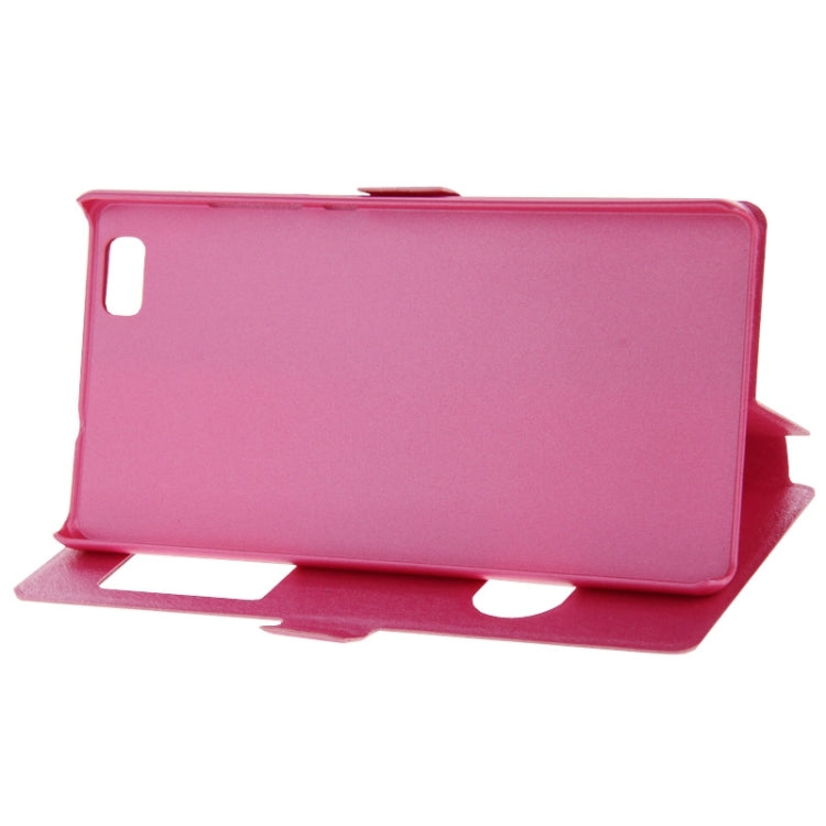 Silk Texture Horizontal Flip Leather Case with Caller ID Display & Holder for Huawei P8 Lite