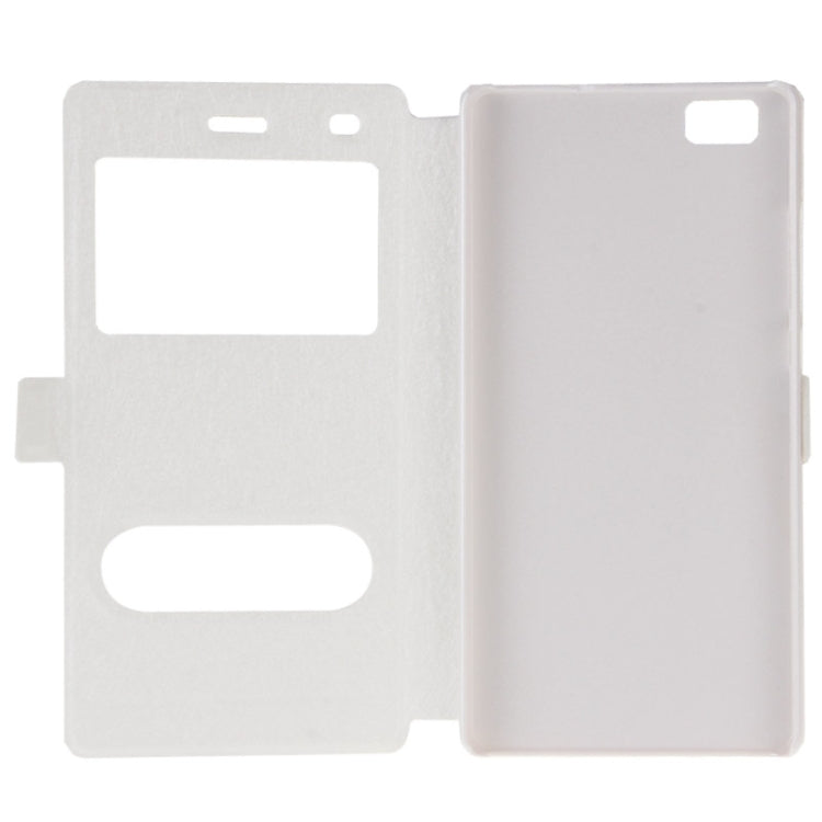 Silk Texture Horizontal Flip Leather Case with Caller ID Display & Holder for Huawei P8 Lite