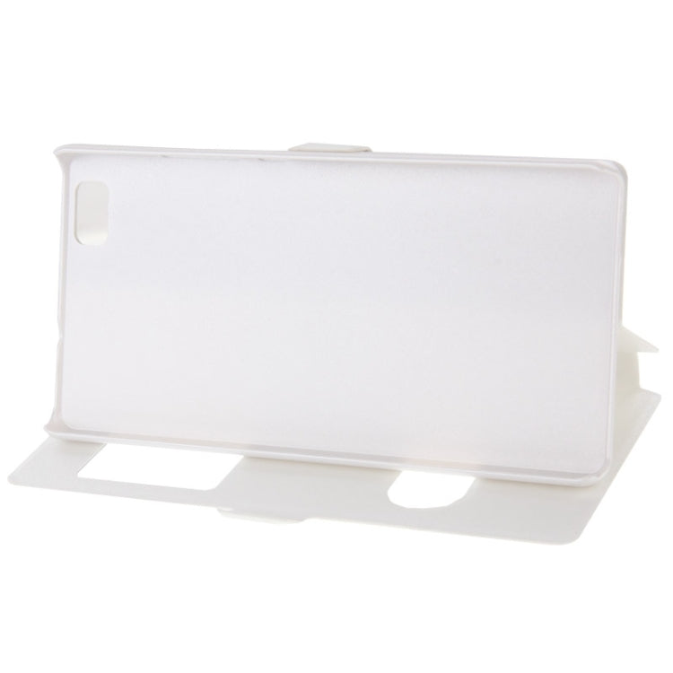 Silk Texture Horizontal Flip Leather Case with Caller ID Display & Holder for Huawei P8 Lite