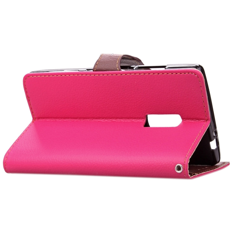 Leaf Magnetic Snap Litchi Texture Horizontal Flip Leather Case with Card Slots & Wallet & Holder & Lanyard for OnePlus 2