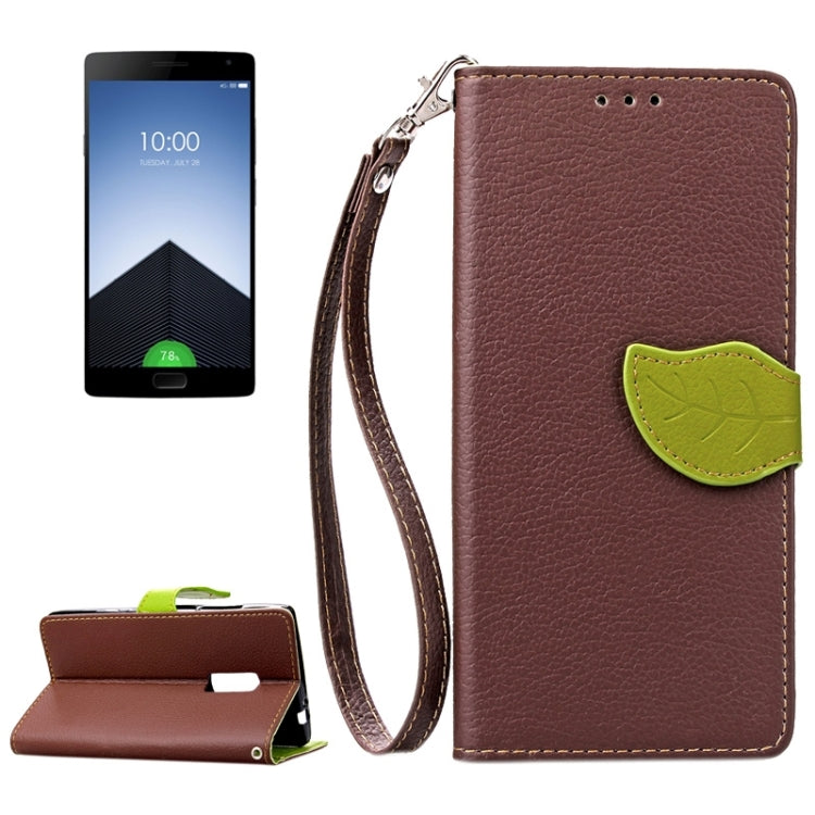 Leaf Magnetic Snap Litchi Texture Horizontal Flip Leather Case with Card Slots & Wallet & Holder & Lanyard for OnePlus 2