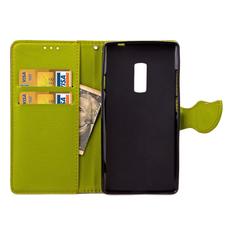 Leaf Magnetic Snap Litchi Texture Horizontal Flip Leather Case with Card Slots & Wallet & Holder & Lanyard for OnePlus 2
