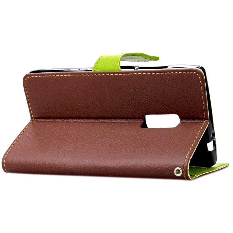 Leaf Magnetic Snap Litchi Texture Horizontal Flip Leather Case with Card Slots & Wallet & Holder & Lanyard for OnePlus 2