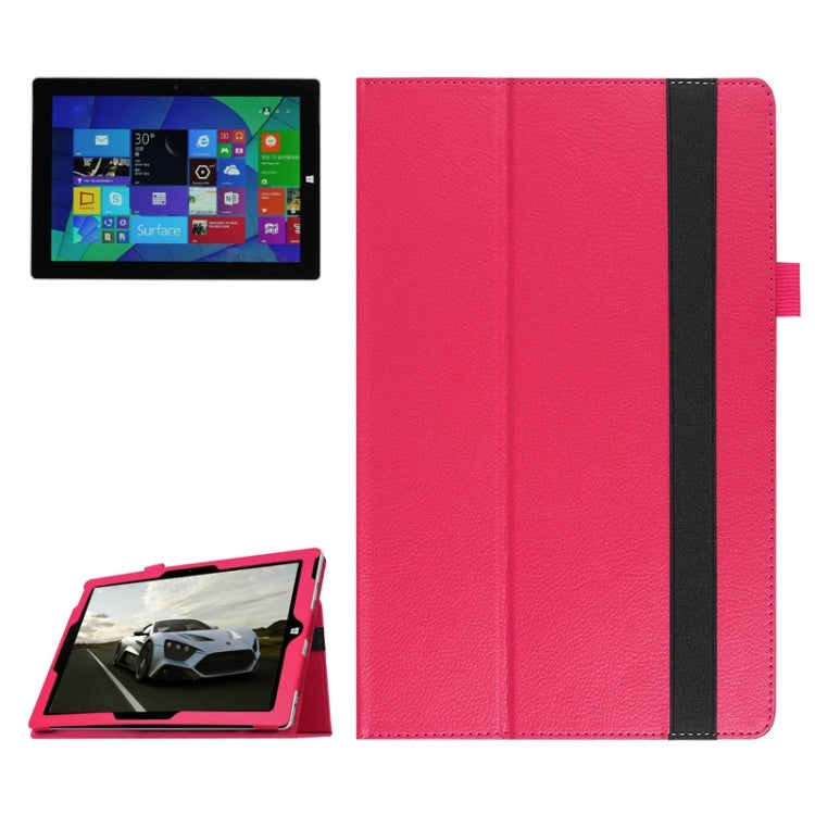 Horizontal Flip Litchi Texture Leather Case with Holder for Microsoft Surface 3(Magenta)