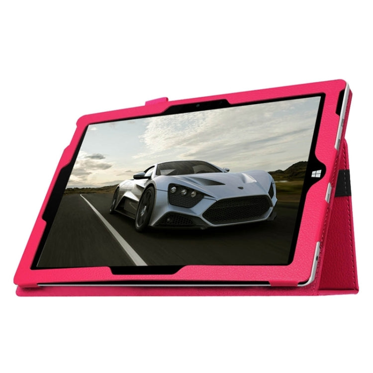 Horizontal Flip Litchi Texture Leather Case with Holder for Microsoft Surface 3(Magenta)