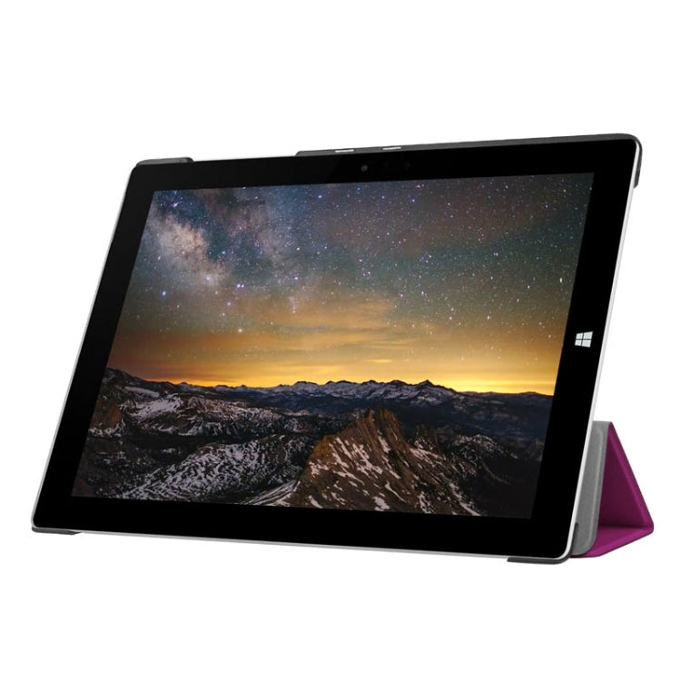 3-folding Karst Texture Horizontal Flip Leather Case with Holder for Microsoft Surface 3