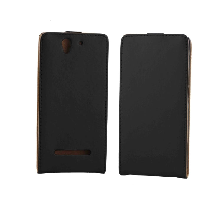 Vertical Flip Magnetic Button Leather Case for Sony Xperia C3 / D2533(Black)