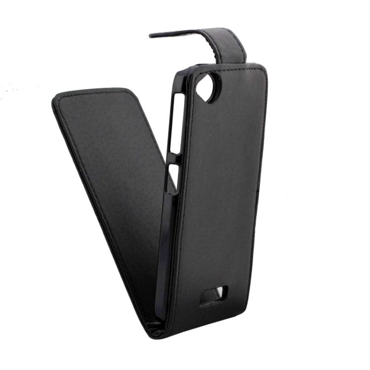 Vertical Flip Solid Color Leather Case for HTC Desire 320(Black)