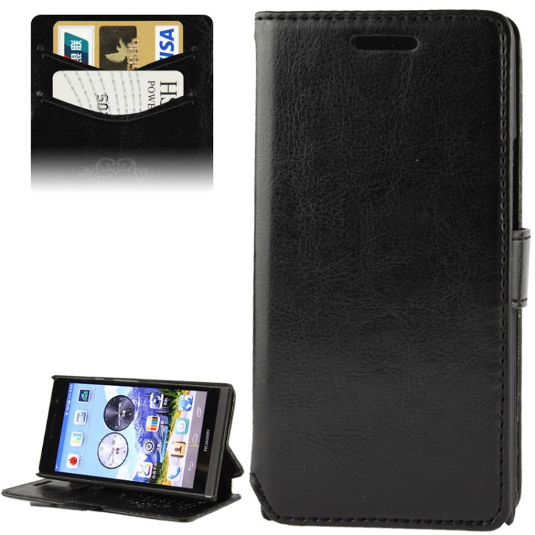 Fine Sheepskin Texture Flip Leather Case with Credit Card Slots & Holder for Huawei Ascend P6