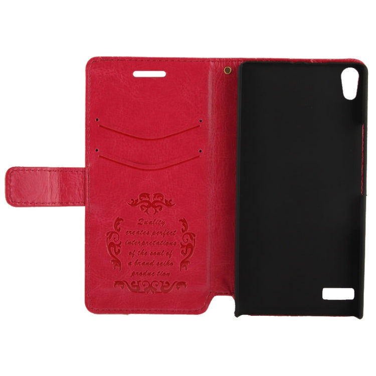 Fine Sheepskin Texture Flip Leather Case with Credit Card Slots & Holder for Huawei Ascend P6