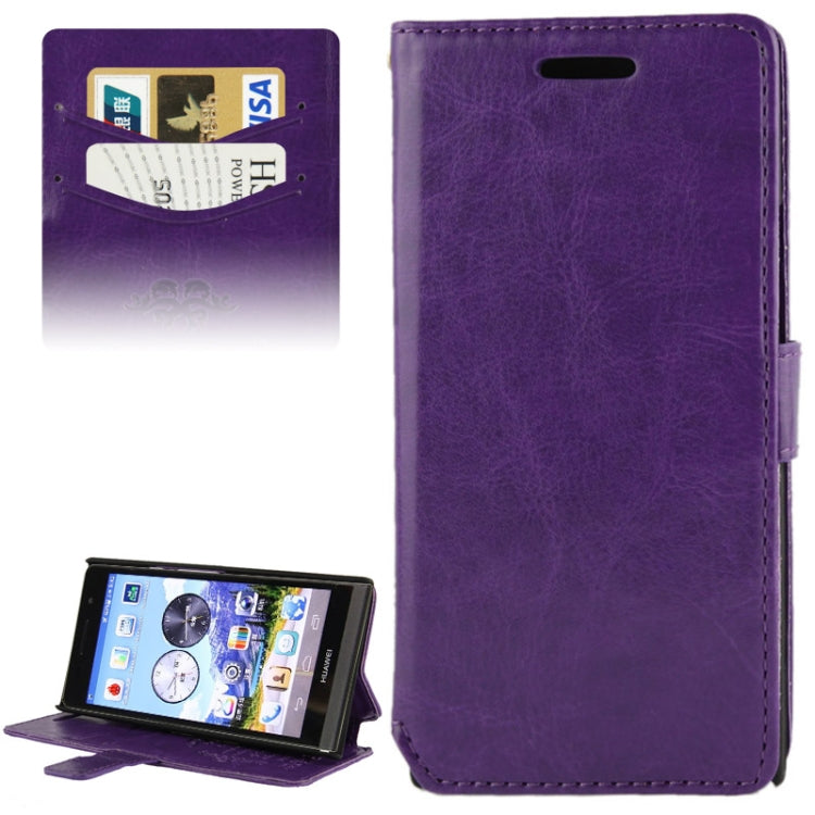 Fine Sheepskin Texture Flip Leather Case with Credit Card Slots & Holder for Huawei Ascend P6