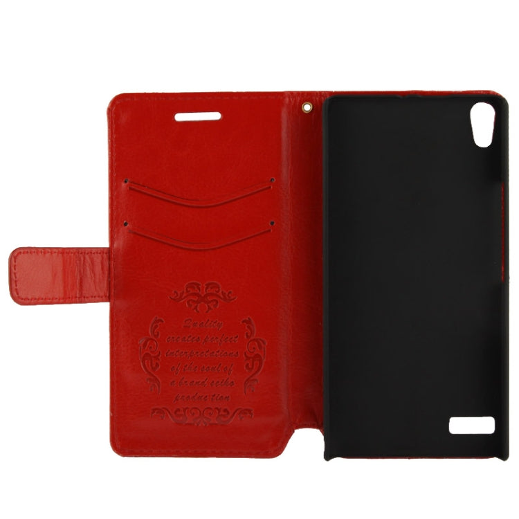 Fine Sheepskin Texture Flip Leather Case with Credit Card Slots & Holder for Huawei Ascend P6