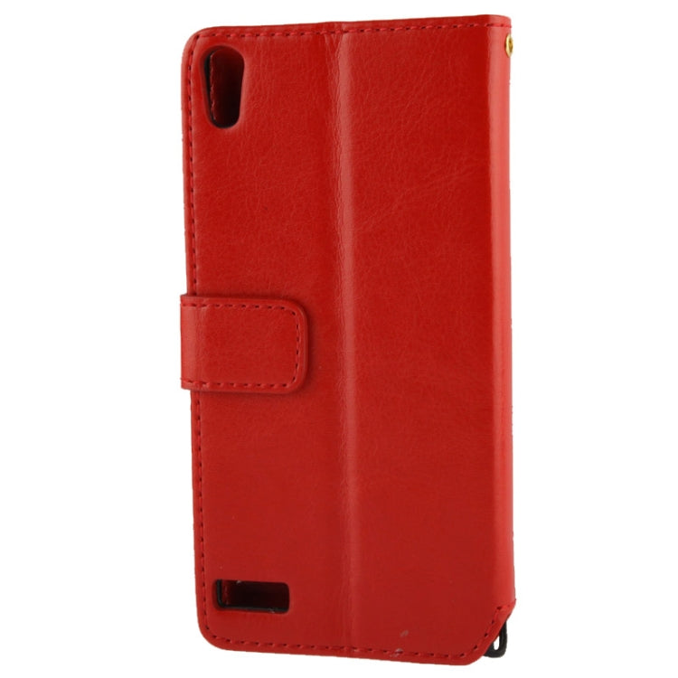 Fine Sheepskin Texture Flip Leather Case with Credit Card Slots & Holder for Huawei Ascend P6