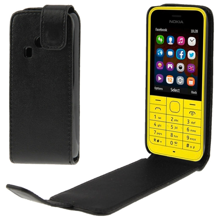 Vertical Flip Leather Case for Nokia 220 (Black)