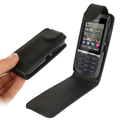 Pure Color Vertical Flip Leather Case for Nokia 300 / Asha 3000 (Black)