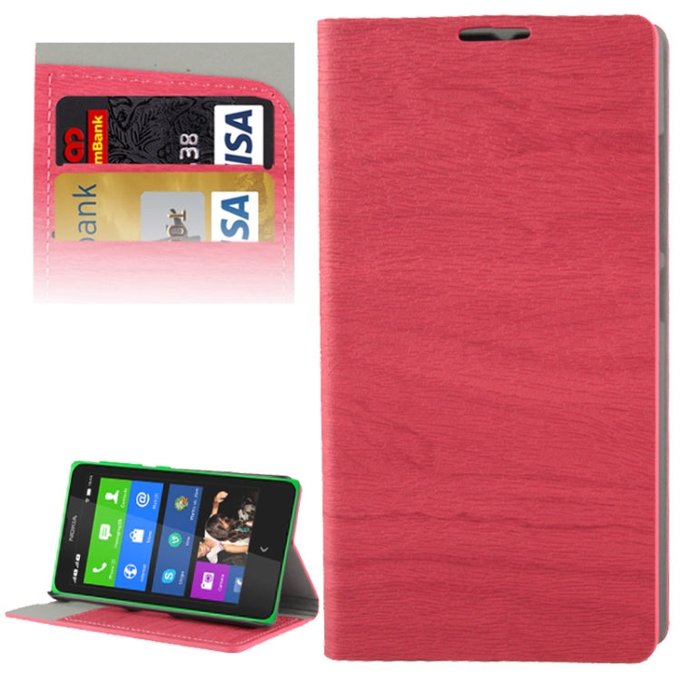 Wood Texture Leather Case with Credit Card Slots & Holder for Nokia X