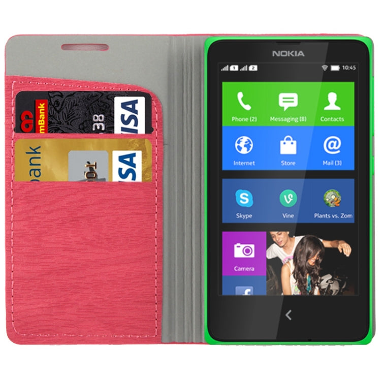 Wood Texture Leather Case with Credit Card Slots & Holder for Nokia X