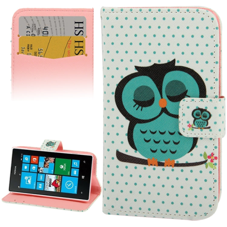 Owl Pattern Leather Case with Credit Card Slot & Holder for Nokia Lumia 520