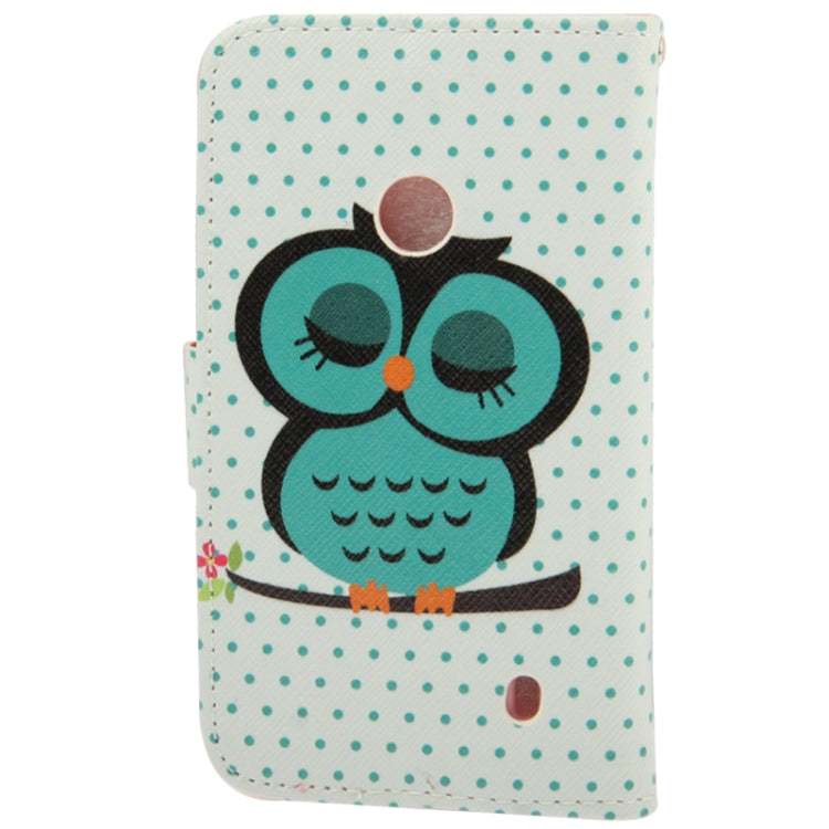 Owl Pattern Leather Case with Credit Card Slot & Holder for Nokia Lumia 520