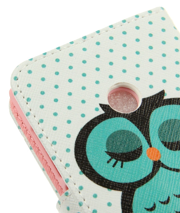 Owl Pattern Leather Case with Credit Card Slot & Holder for Nokia Lumia 520