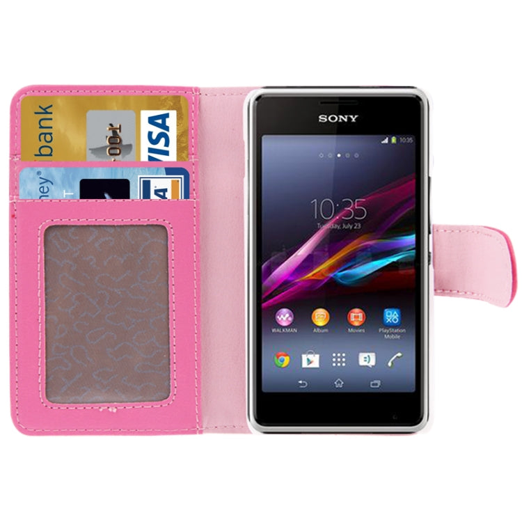 Litchi Texture Leather Case with Holder & Credit Card Slot for Sony Xperia E1