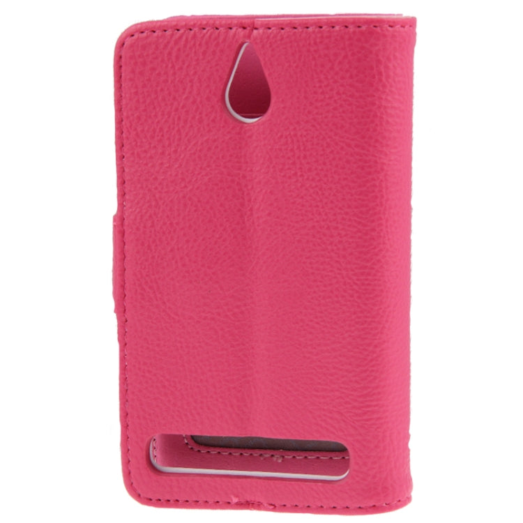 Litchi Texture Leather Case with Holder & Credit Card Slot for Sony Xperia E1