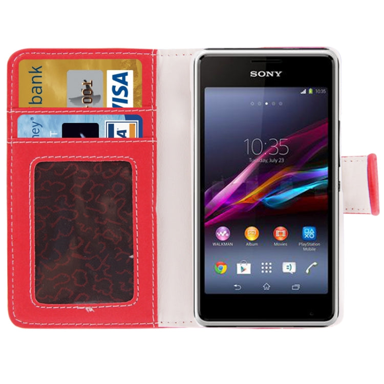 Litchi Texture Leather Case with Holder & Credit Card Slot for Sony Xperia E1