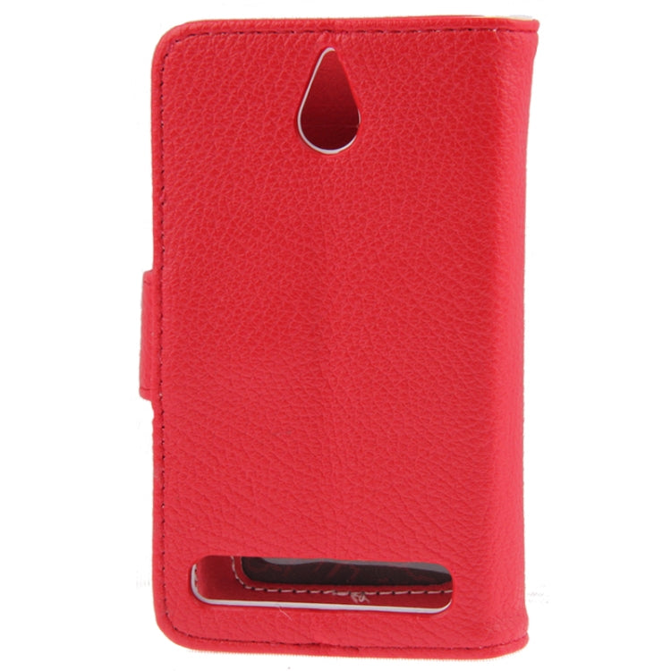 Litchi Texture Leather Case with Holder & Credit Card Slot for Sony Xperia E1