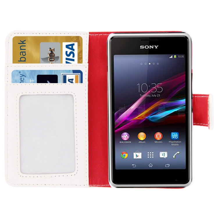 Litchi Texture Leather Case with Holder & Credit Card Slot for Sony Xperia E1