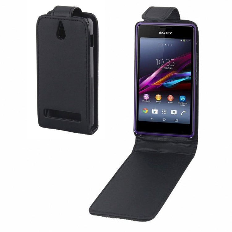Vertical Flip Leather Case for Sony Xperia E1(Black)