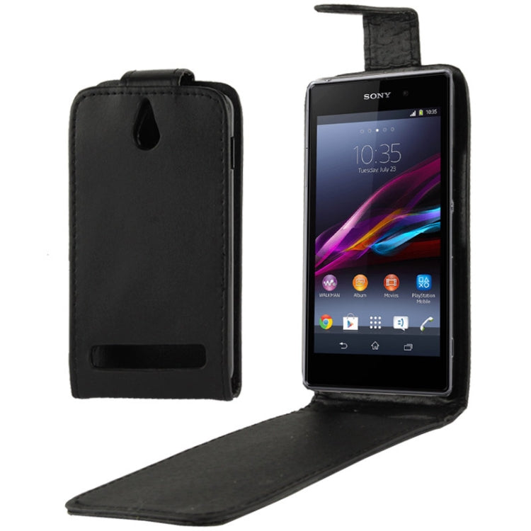 Vertical Flip Leather Case for Sony Xperia E1(Black)